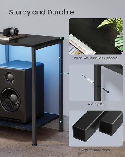 BELLAH Collection - TV Stand for Tvs up to 70 Inches, Media Console Table and Entertainment Center Unit for Living Room, with Shelves and Drawer, Steel, Modern, Ink Black ULGS131B101S