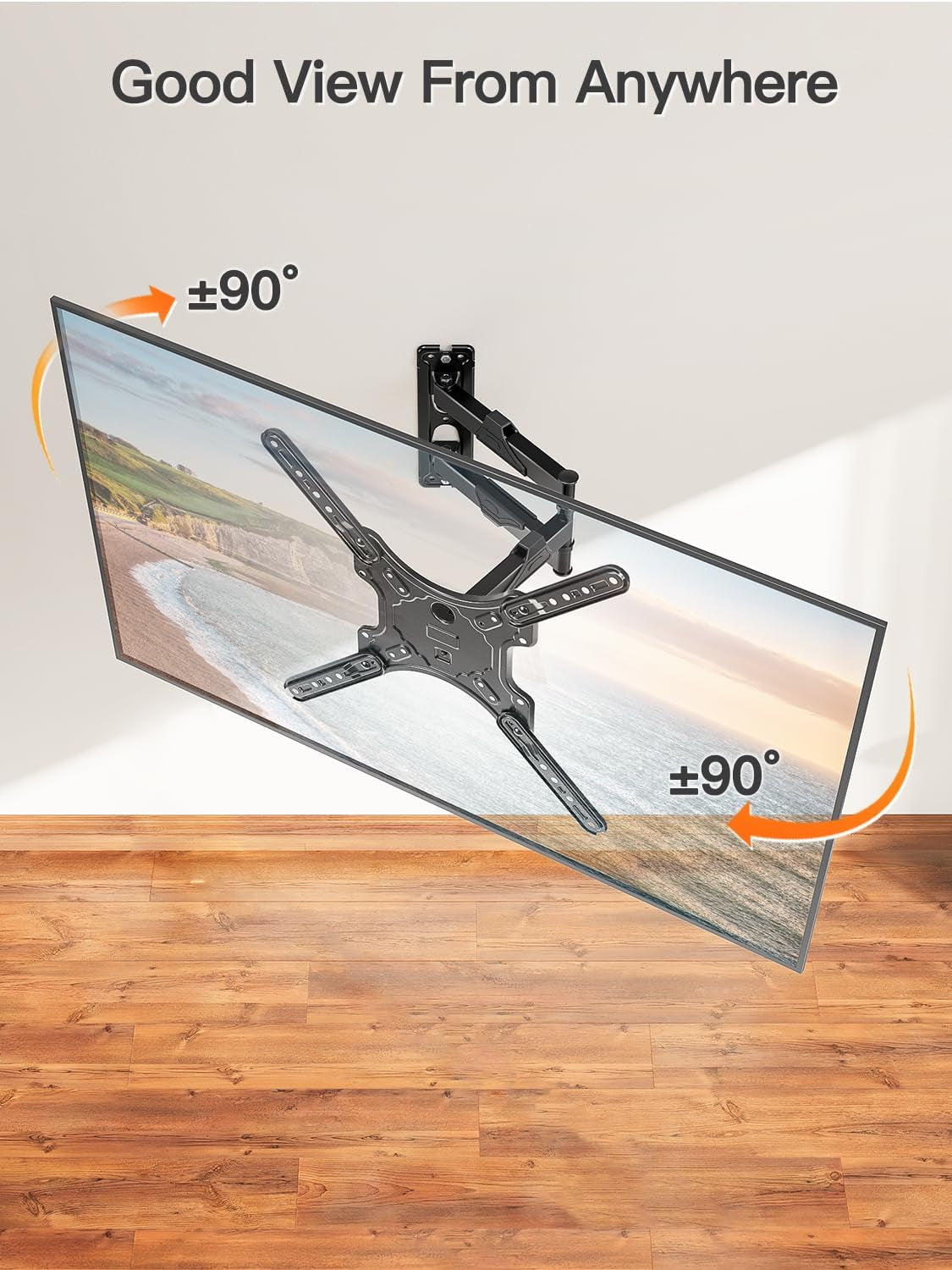 TV Wall Mount for Most 26-60 Inch Tvs, Swivel and Tilt Full Motion TV Mount with Single Stud Perfect Center Design, Wall Mount Bracket Max VESA 400X400Mm, Corner Mount Holds up to 77 Lbs.