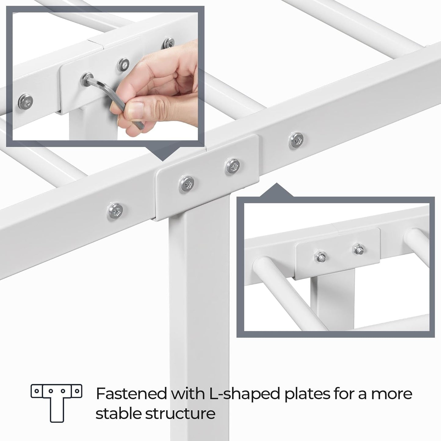 Classic Metal Platform Bed Frame Mattress Foundation with Victorian Style Iron-Art Headboard/Footboard/Under Bed Storage/No Box Spring Needed/Twin Size White