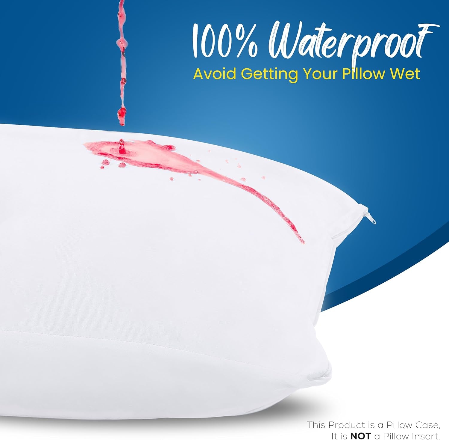 Set of 4 Waterproof Pillow Protectors with Zipper Queen Size (White), Ultra Soft Pillow Covers, Bed Bug and Dust Mite Proof Pillow Encasements, Moisture Wicking Pillow Cases
