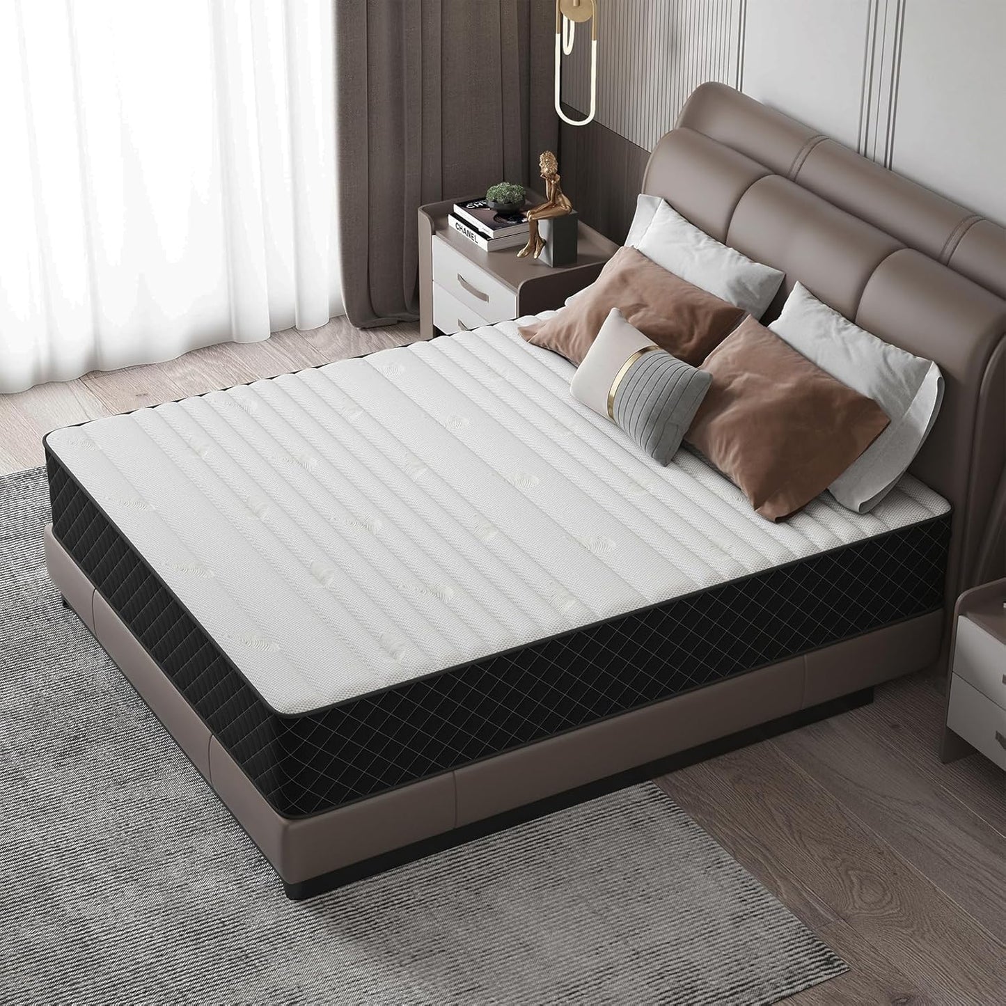 Queen Mattress, 12 Inch Hybrid Mattress with Breathable Foam and Pocket Springs, Medium Firm Memory Foam Mattress for Back Pain Relief, Mattress in a Box, 60×80×12 Inch