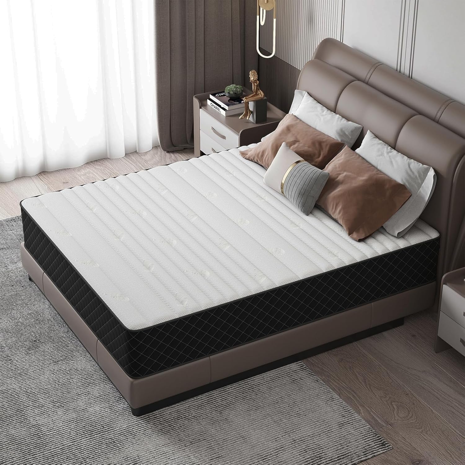 Queen Mattress, 12 Inch Hybrid Mattress with Breathable Foam and Pocket Springs, Medium Firm Memory Foam Mattress for Back Pain Relief, Mattress in a Box, 60×80×12 Inch