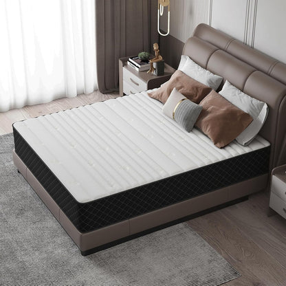 Queen Mattress, 12 Inch Hybrid Mattress with Breathable Foam and Pocket Springs, Medium Firm Memory Foam Mattress for Back Pain Relief, Mattress in a Box, 60×80×12 Inch