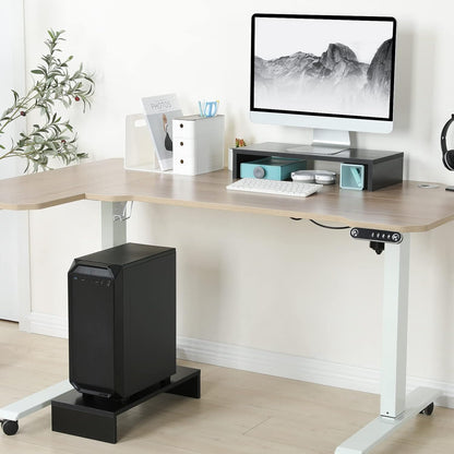 20 Inch Monitor Stand Riser, Black Desktop Stand for Pc/Tv/Laptop/Printer, Wood Monitor Riser with Storage, Computer Stand Keyboard Organizer