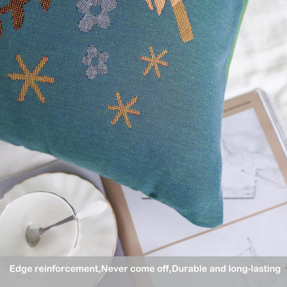 100% Organic Washed Cotton King Boho Pillowcases for Skin-Friendly Set of 2-1000 Thread Thick Count, Bird Pattern Pillow Shams Cover, Soft Breathable Pillow Cases,20X36 Inches-Teal