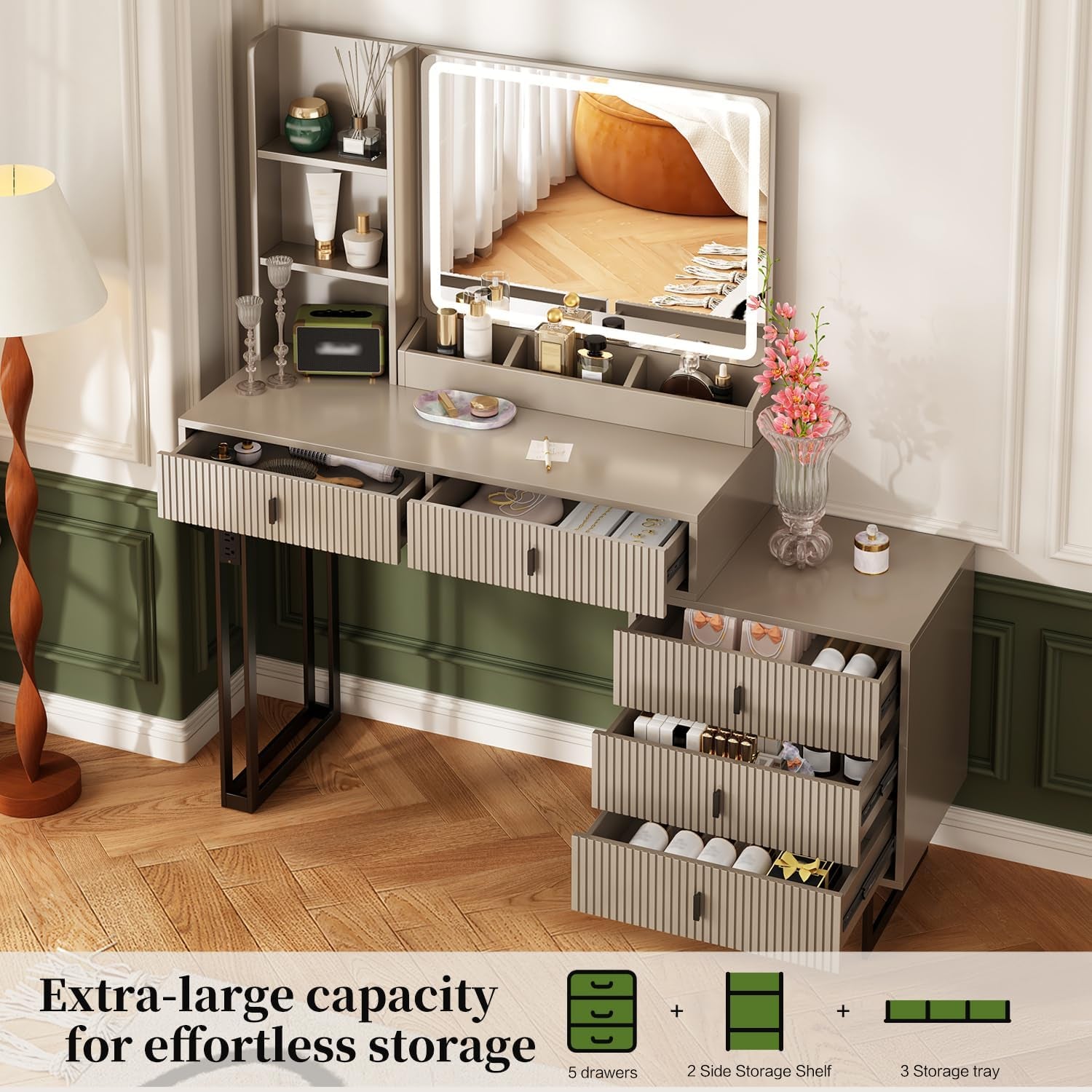 Makeup Vanity Desk with Lights, Vanities VT-8903