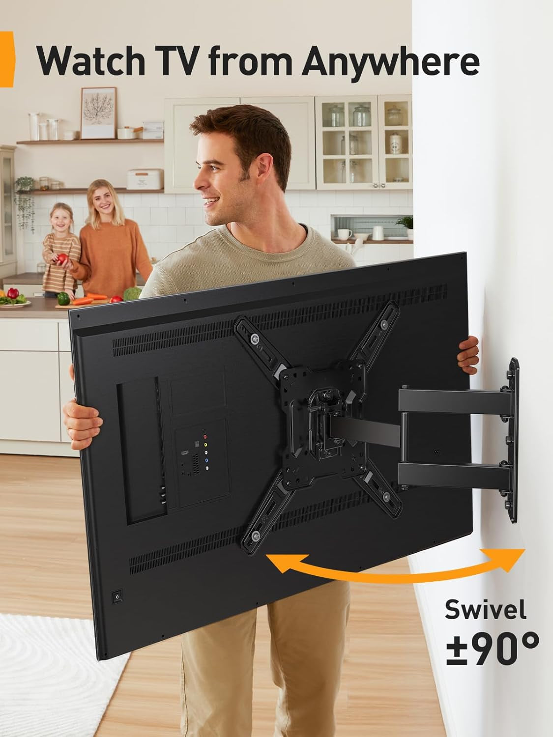 Full Motion TV Mount for Most 26–65 Inch Flat or Curved Tvs up to 82 Lbs, Wall Mount TV Bracket with Articulating Arms, Tool-Free Tilt, Swivel, Extension, Max VESA 400X400Mm, PGMF3