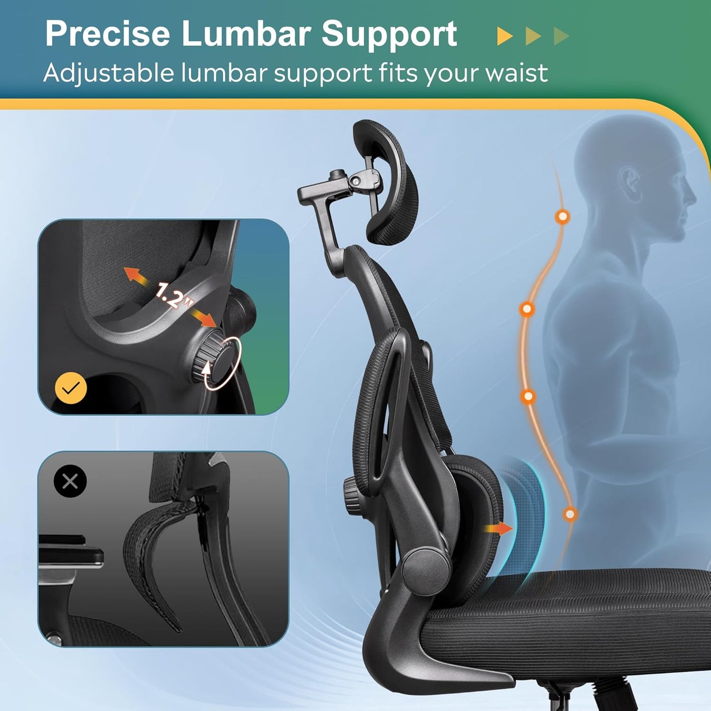 Office Chair, Breathable Black Mesh Elegance with Ergonomic Comfort for Professionals & Gamers