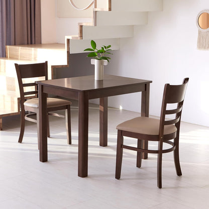 Cabin 33.5" Wooden Dining Table/Small Rectangular Modern Farmhouse Solid Wood Kitchen Table Desk (Walnut)