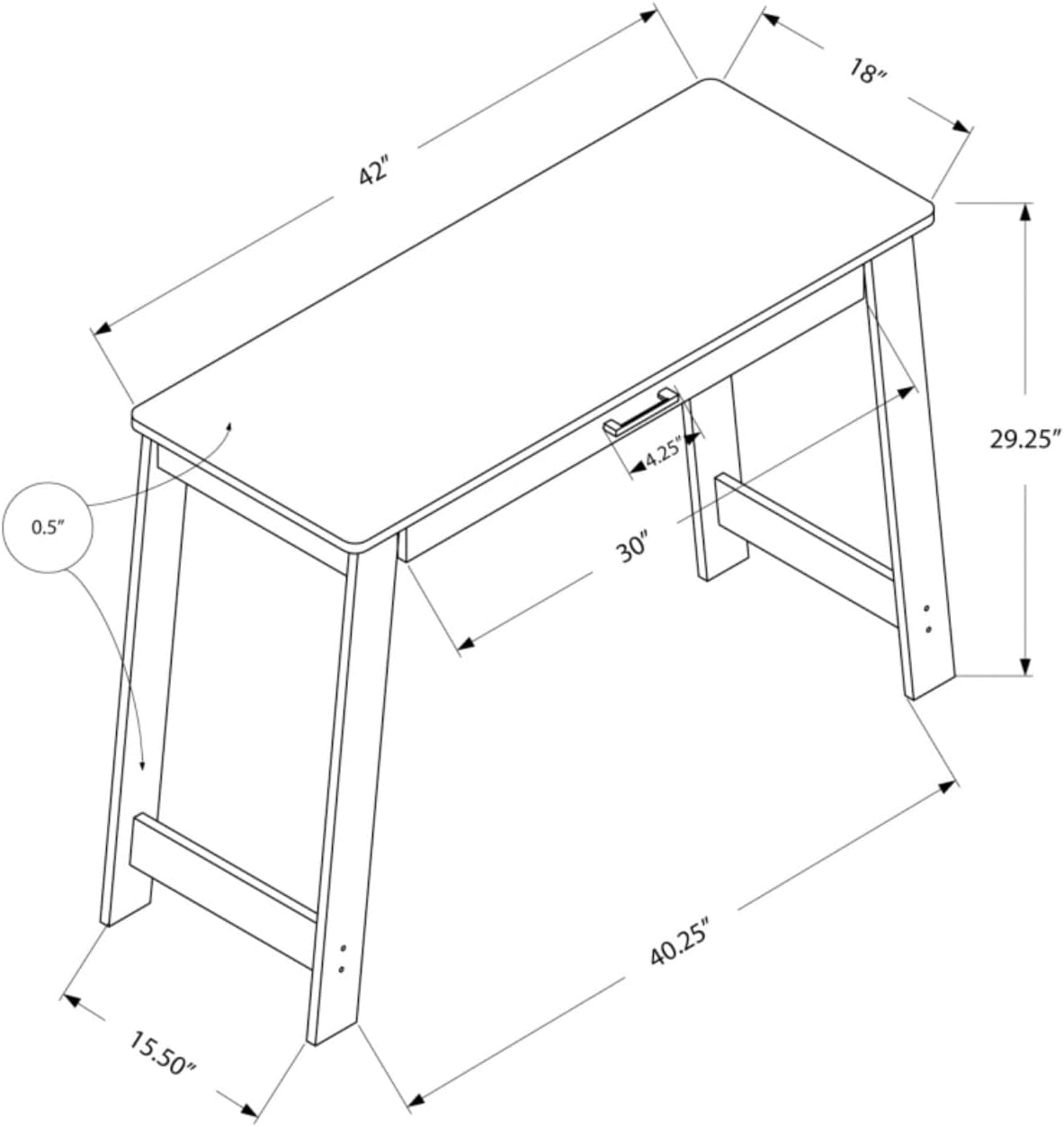 Contemporary Modern Home Office Computer Desk with Storage Drawers, Stylish and Functional 42 Inch Study Writing Table, Easy Assembly