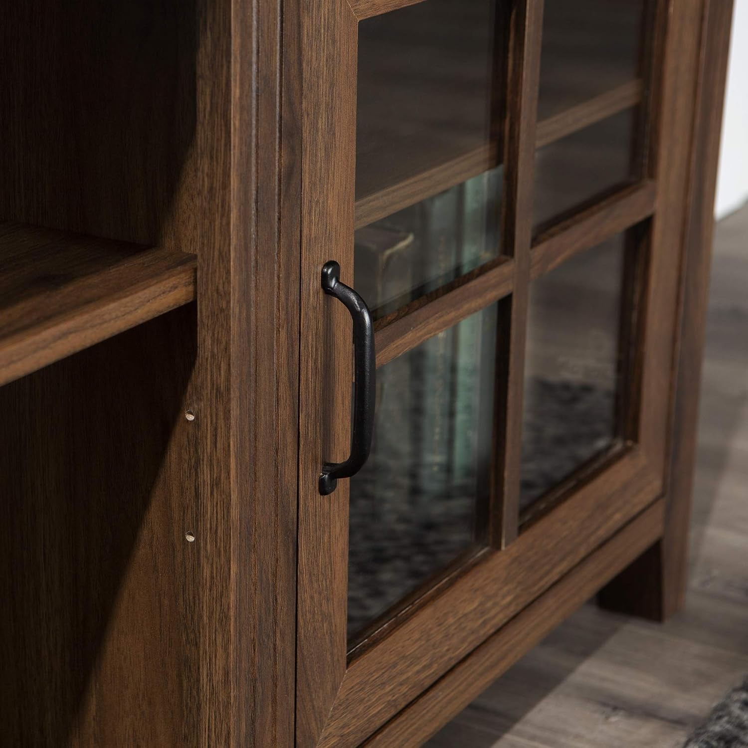 Portsmouth Classic 2 Glass Door TV Stand for Tvs up to 80 Inches, 70 Inch, Dark Walnut