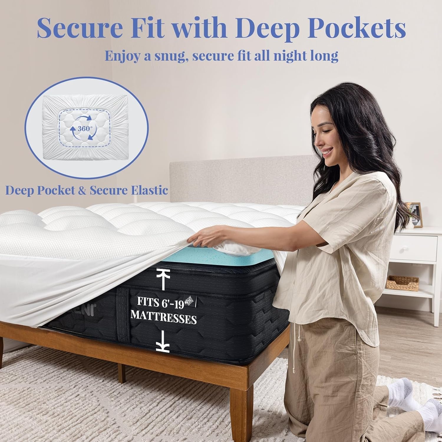 Cooling 4 Lnch Queen Size Dual Layer Mattress Topper, 2 Inch Gel Memory Foam, 2 Inch Soft Pillow Top Pad, Guest Bedroom Essentials Mattresses Cover, Extra Comfortable Sleep and Back Pain Relief