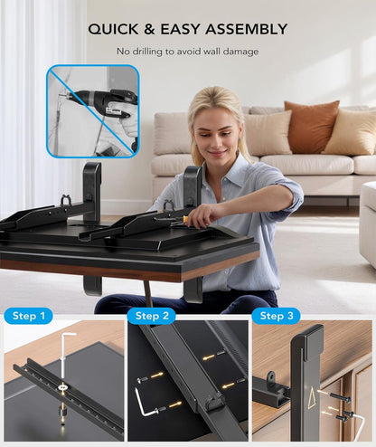 Table Top TV Stand with Height Adjustable TV Legs Replacement for Most 37-86 Inch Flat Curved Tvs,Steel TV Base Feet Holds up to 150 Lbs with Cable Management, Max VESA 800X600Mm Black