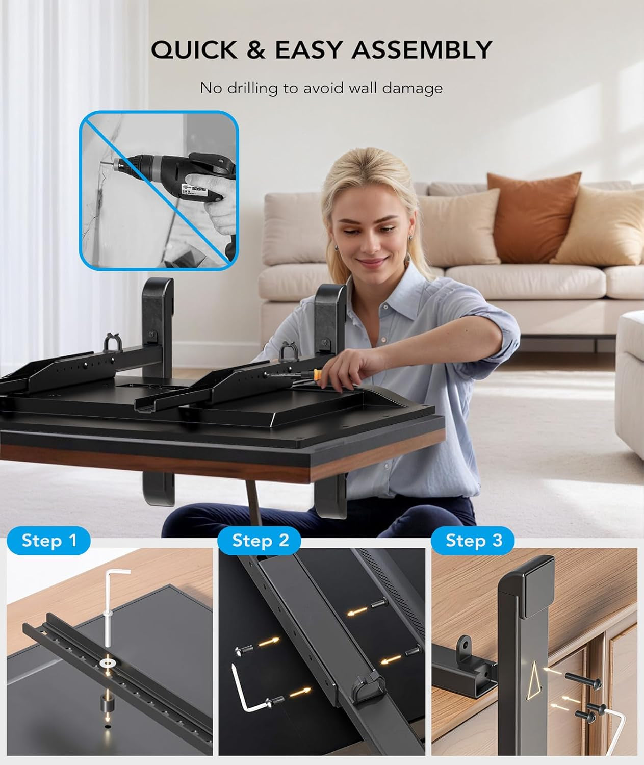 Universal TV Stand, Table Top TV Stand Base Wobble-Free Replacement for Most 24 to 80 Inch LCD LED Tvs, 7 Height Adjustable TV Legs Hold up to 150Lbs, Max VESA 800X500Mm, Black AX10TB02