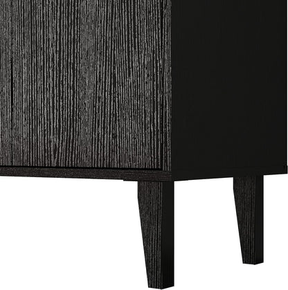Sideboard Buffet Cabinet Kitchen Storage Cabinet Living Room 4 Doors Console Table (Black)
