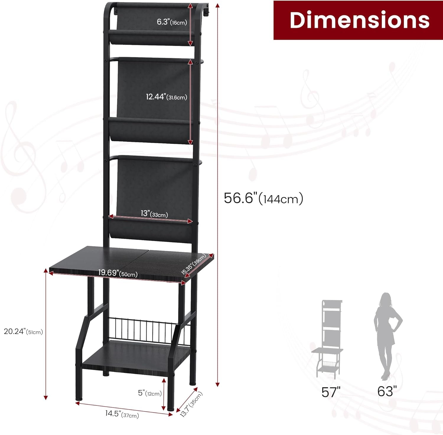 Record Player Stand with Vinyl Storage, Record Player Table Holds up to 200 Albums, 5-Tier Turntable Stand for Living Room, Black