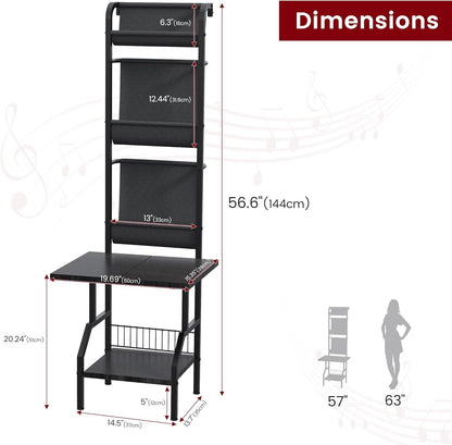 Record Player Stand with Vinyl Storage, Record Player Table Holds up to 200 Albums, 5-Tier Turntable Stand for Living Room, Black