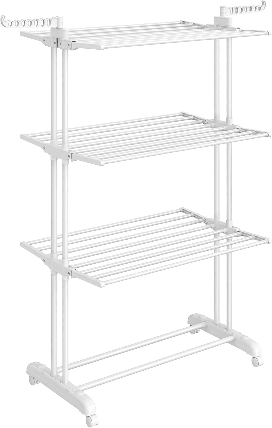 Clothes Drying Rack Stand 4-Tier, Foldable Laundry Drying Rack 68.1-Inch Tall, Stainless Steel, Rolling Clothes Horses Dryer Rack, Easy to Assemble, Indoor Outdoor Use, Cloud White ULLR701W03