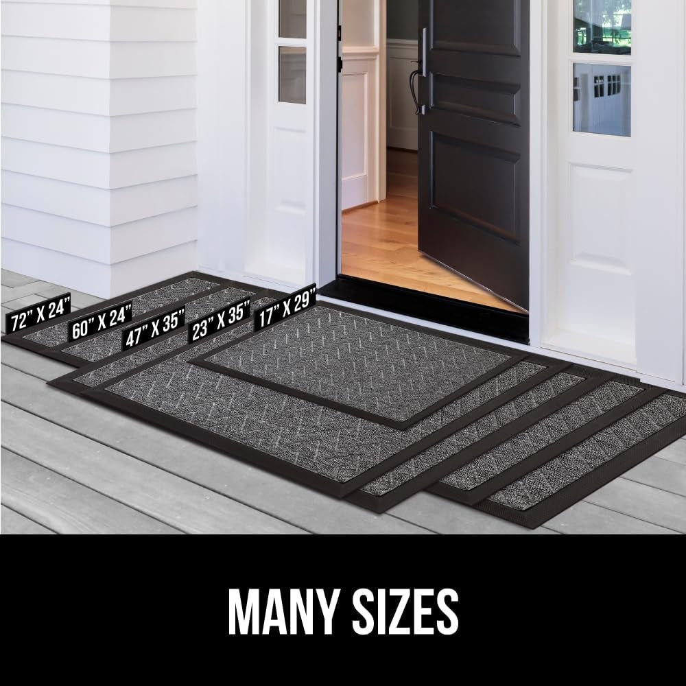 100% Waterproof All-Season Weathermax Doormat US Designed Natural Rubber, Stain Fade Resistant, Low Profile Indoor Outdoor Door Mats, Easy Clean, 17X29 Gray Diamond