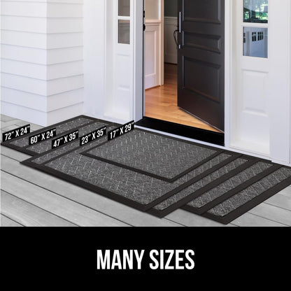 100% Waterproof All-Season Weathermax Doormat US Designed Natural Rubber, Stain Fade Resistant, Low Profile Indoor Outdoor Door Mats, Easy Clean, 17X29 Gray Diamond