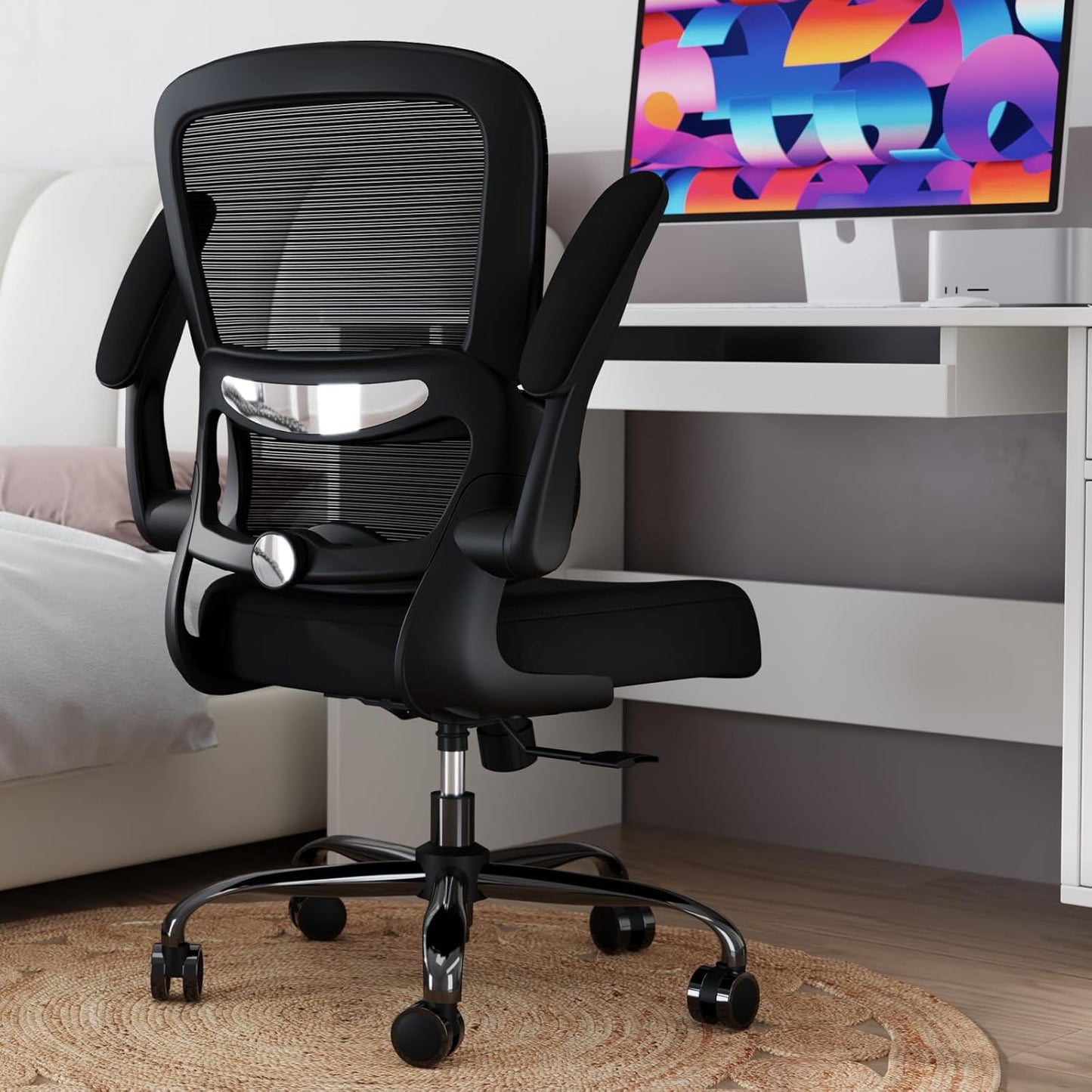 Office Chair - Ergonomic Desk Chair with Adjustable Lumbar Support, Mesh Computer Chair, Executive Chairs for Home Office Comfortable Lumbar Support (Black)