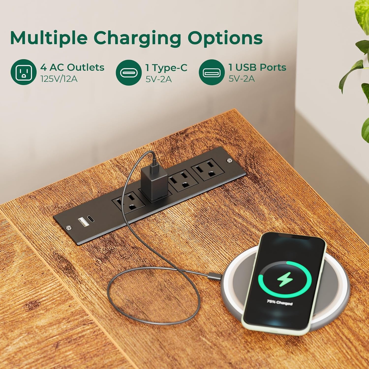 L Shaped Office Desk with Power Outlets, 47 Inch Computer Desk with 3 Drawers, Shelves, for Gaming, Corner Work, Home Office, Study, Rustic Brown