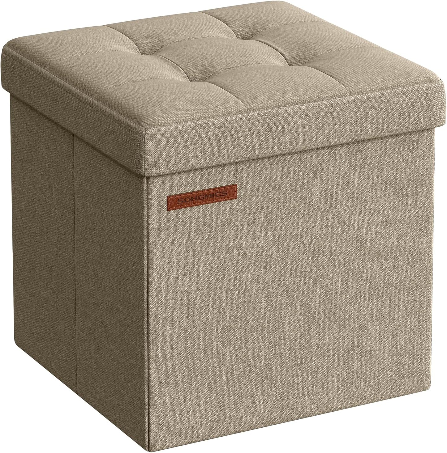 Storage Ottoman, Foldable Small Ottoman Foot Rest, 11.8 Inches Foot Stool, Cube Ottoman with Storage, Load up to 286 Lb, for Living Room, Bedroom, Dorm, Ink Black ULSF028B01