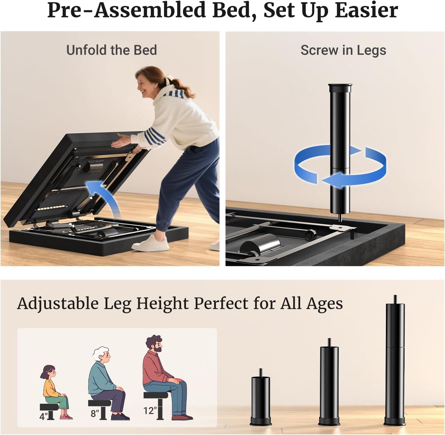 T600 Adjustable Bed Frame Split King Size with Remote & Massage - Syncable Electric Beds Bases, Zero Gravity, Dual Side USB, Nightlight, Quiet Motor, 5 Min Easy Assembly