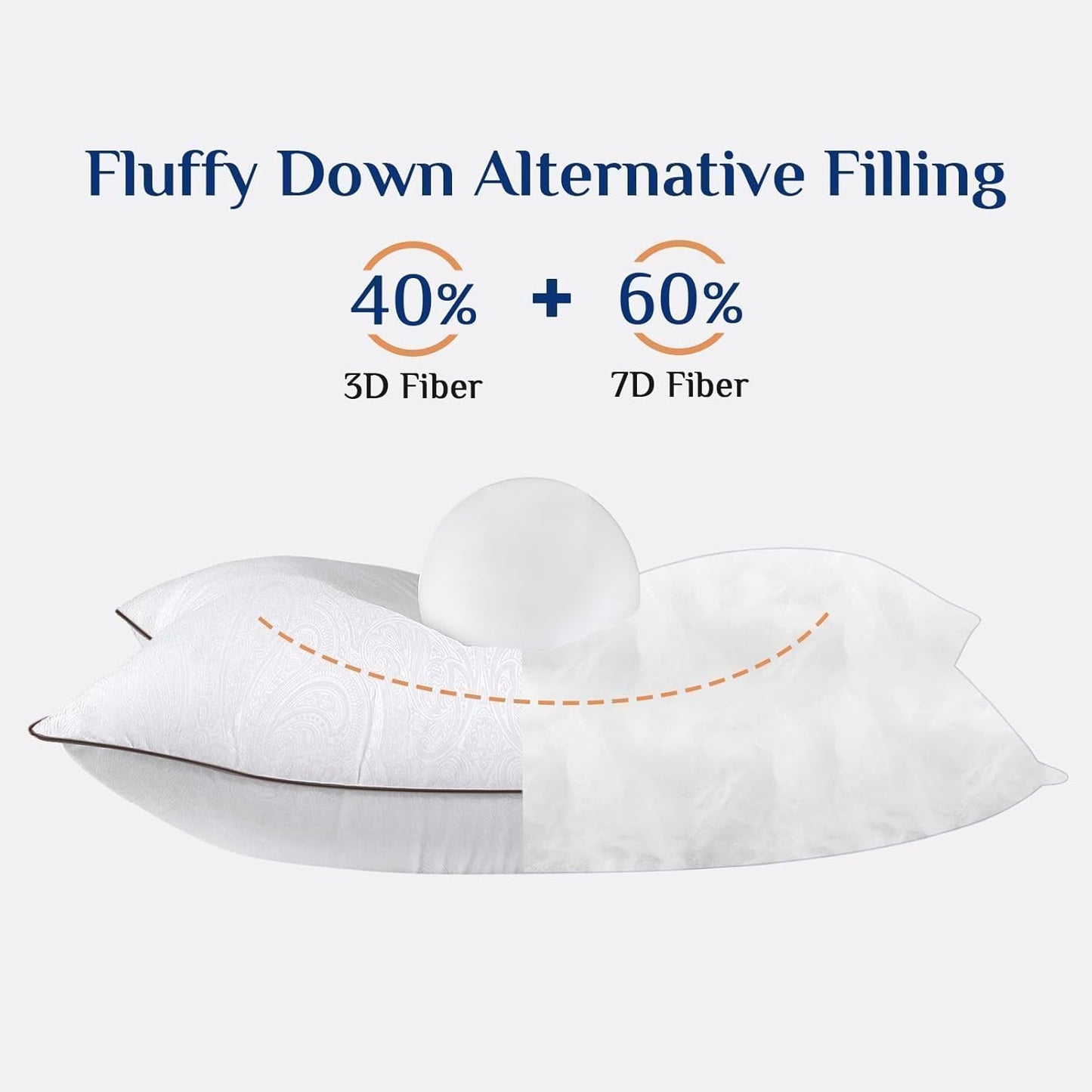 King Size Pillows Set of 2 for Sleeping, Soft and Supportive Bed Pillows with down Alternative Filling for Side and Back Sleepers, Hotel Collection