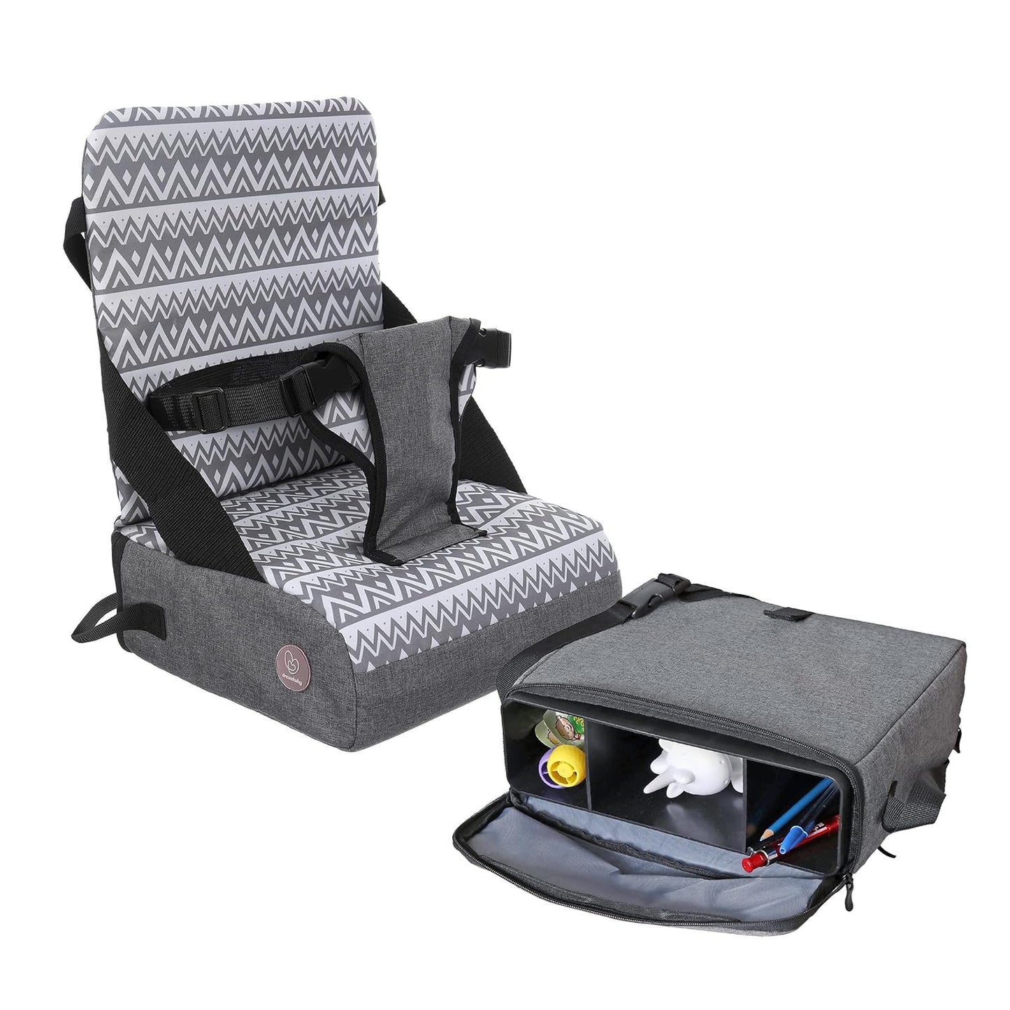 Grab ‘N Go Travel Booster Seat – Portable Toddler High Chair for Dining (6M-5Y) with Storage & Shoulder Strap