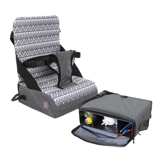 Grab ‘N Go Travel Booster Seat – Portable Toddler High Chair for Dining (6M-5Y) with Storage & Shoulder Strap