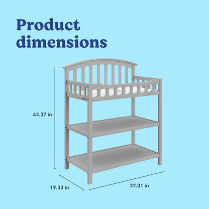 Graco Changing Table with Water-Resistant Changing Pad (Pebble Gray) – GREENGUARD Gold Certified, Multi Storage Nursery Changing Table for Infants and Babies