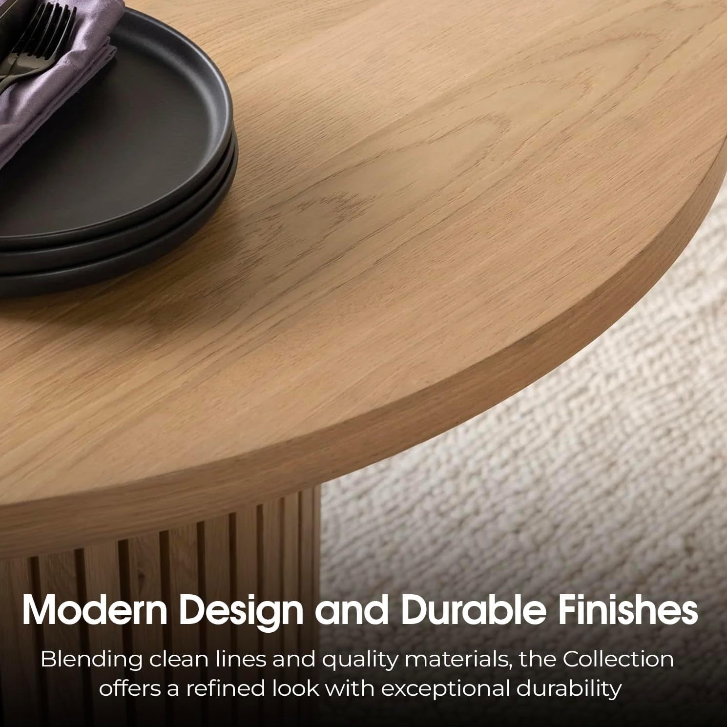 Transformer round Extendable Dining Table – Solid Wood Expandable round Kitchen & Dining Room Table for 4 to 10, Space-Saving Modern Furniture (Natural, Table Only)