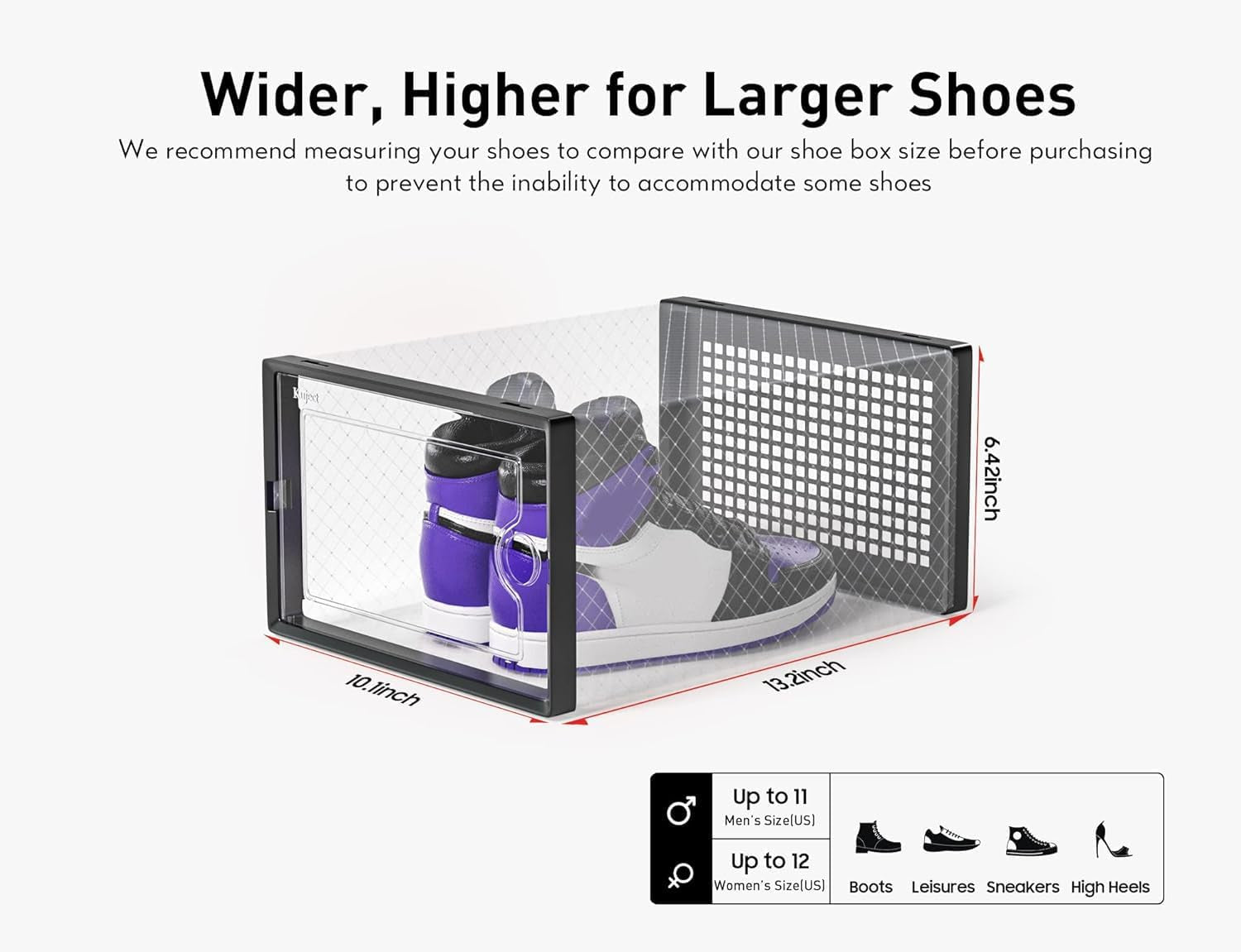 Xx-Large Shoe Storage Boxes Organizers Clear Plastic Stackable 12 Pack, Shoe Rack & Holder Substitute, Sneaker Containers, Toy Storage Organizer Bins for Entryway, Closet, under Bed, Grey