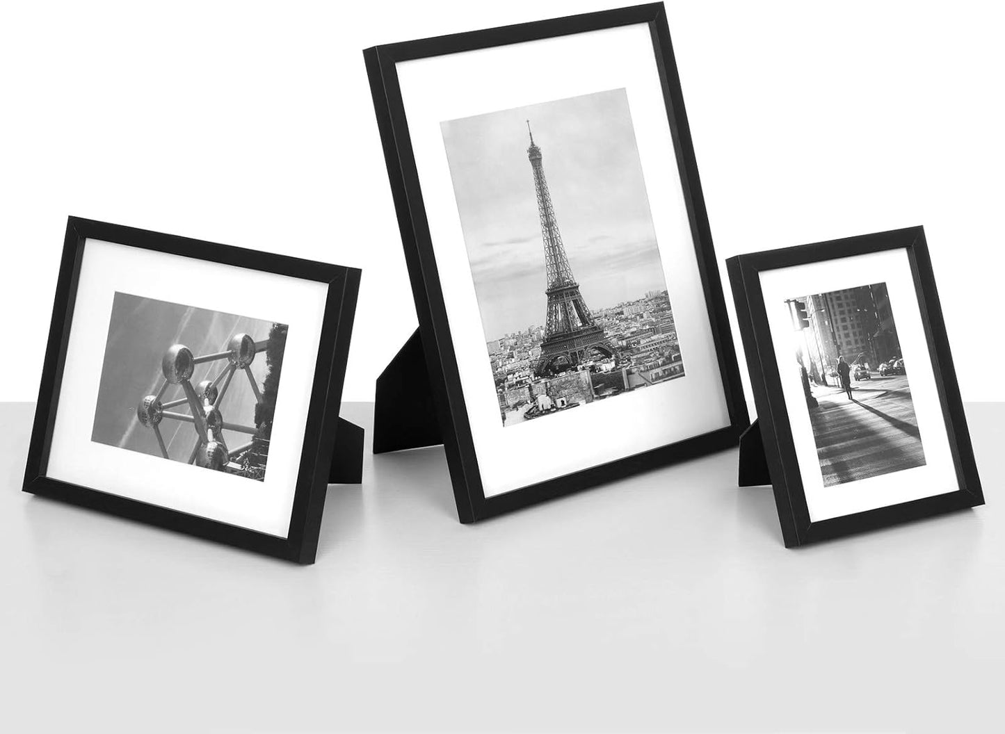 Picture Frames with 7 Mats, Set of 7 Collage Photo Frames, One 11X14, Two 8X10, Four 6X8 Frames, Hanging or Table Display, Glass, Black URPF37BK