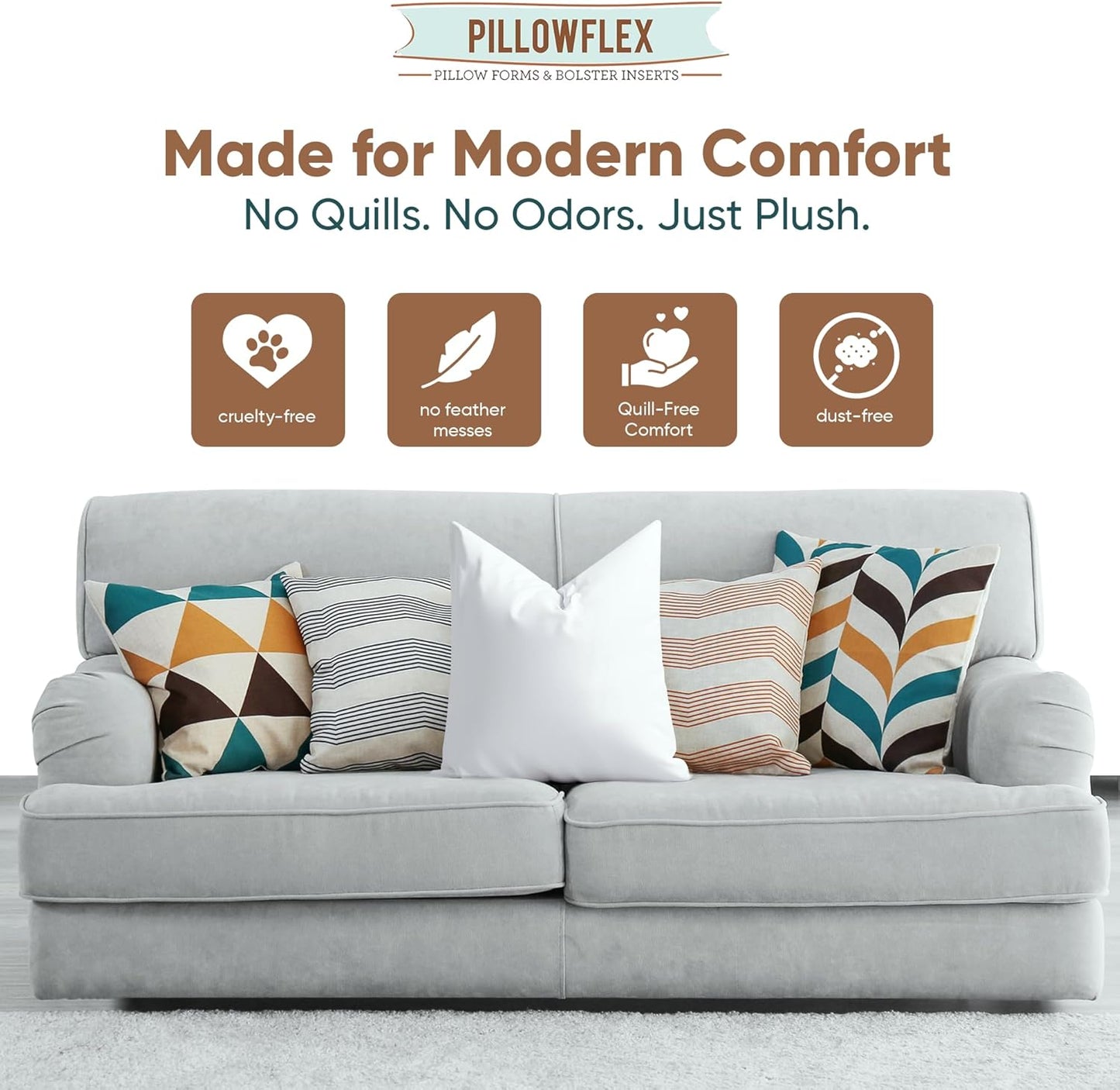 Synthetic down Pillow Insert - 22X22 down Alternative, Ultra Soft Large Square Throw Pillow, Couch Sham, Bed Sleeping - 1 Decorative Accent Form