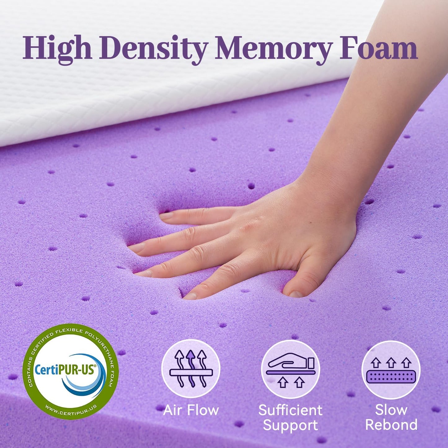 3 Inch Gel Memory Foam Mattress Topper Full Size, Ventilated High Density Pad for Back Pain, Bed Topper with Removable Soft Cover, Certipur-Us Certified