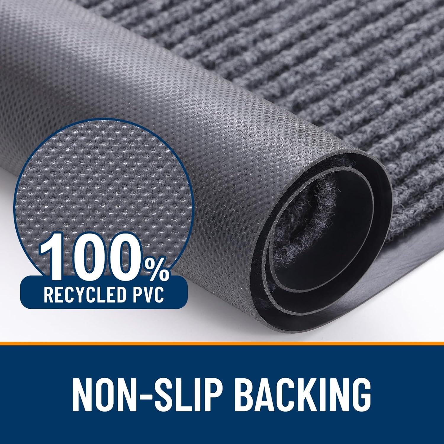 Front Door Mat Indoor Outdoor Entrance, 2-Pack 29.5 X 17 Inch, Waterproof Heavy Duty Doormat, Fade Resistant, Low Profile, Easy Clean Patio Porch Welcome Floor Mats for Entry, Grey