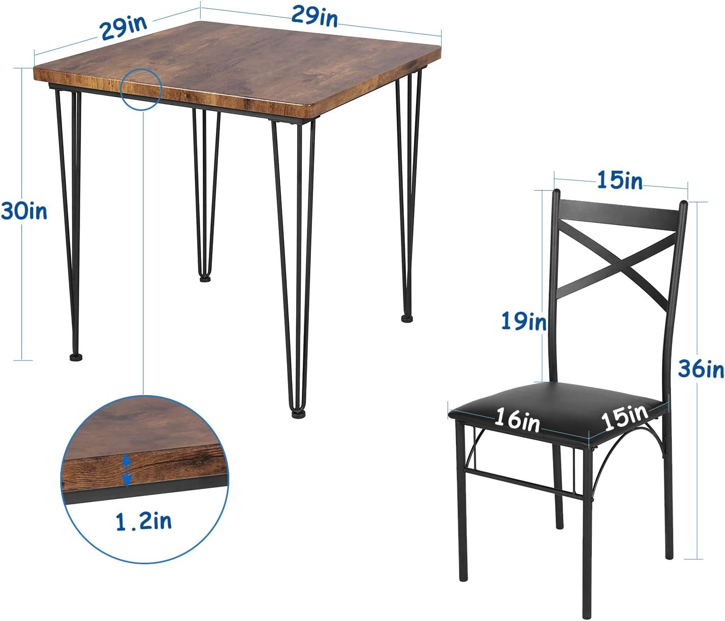 Kitchen Dining Room Table Set with 2 Chairs for Small Space, Apartment,Metal Steel Frame