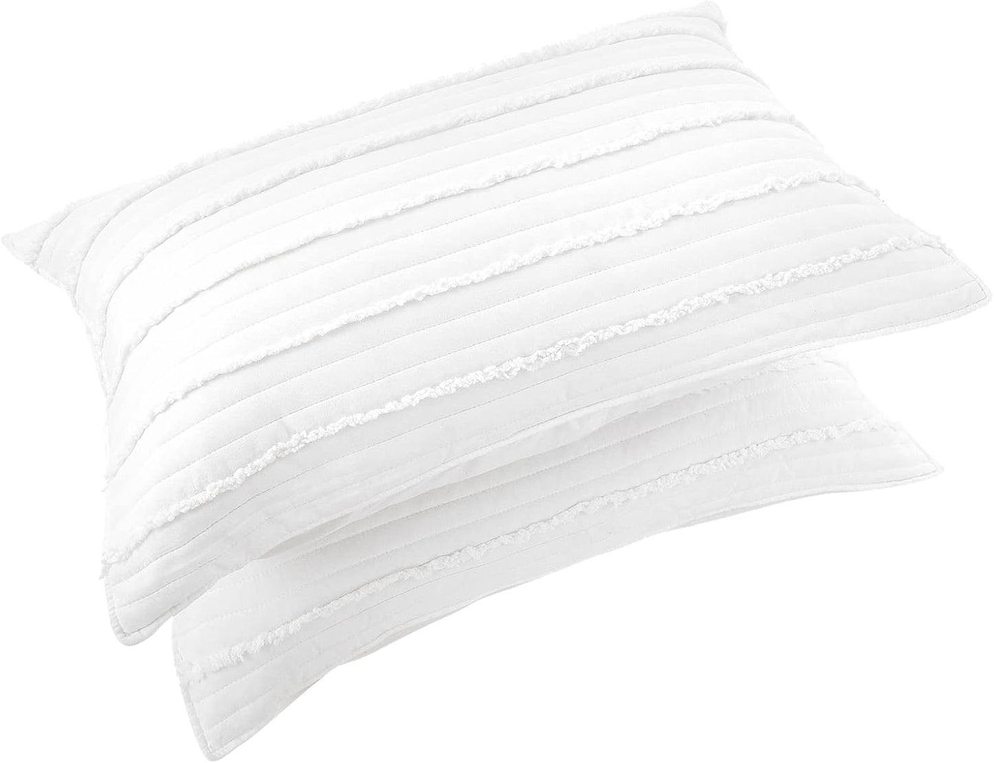 King Size Pillow Shams Set of 2, Ultra Soft Breathable 20 X 36 Inches Pillow Case Envelope Closure, Microfiber Farmhouse Bed Pillowcases for Easy Care, White