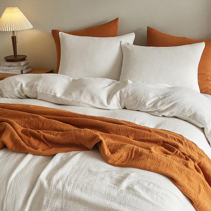 Muslin Pillowcases King Size 100% Cotton, 2 Pack Linen like Pillow Shams with Envelope Closure, Ultral Soft and Breathable Pillow Case Covers, White, 20" X 36", No Filling