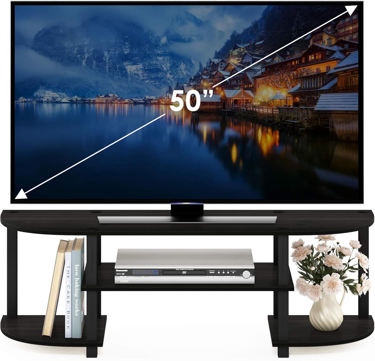 Turn-S-Tube Wide TV Entertainment Center, Espresso/Black