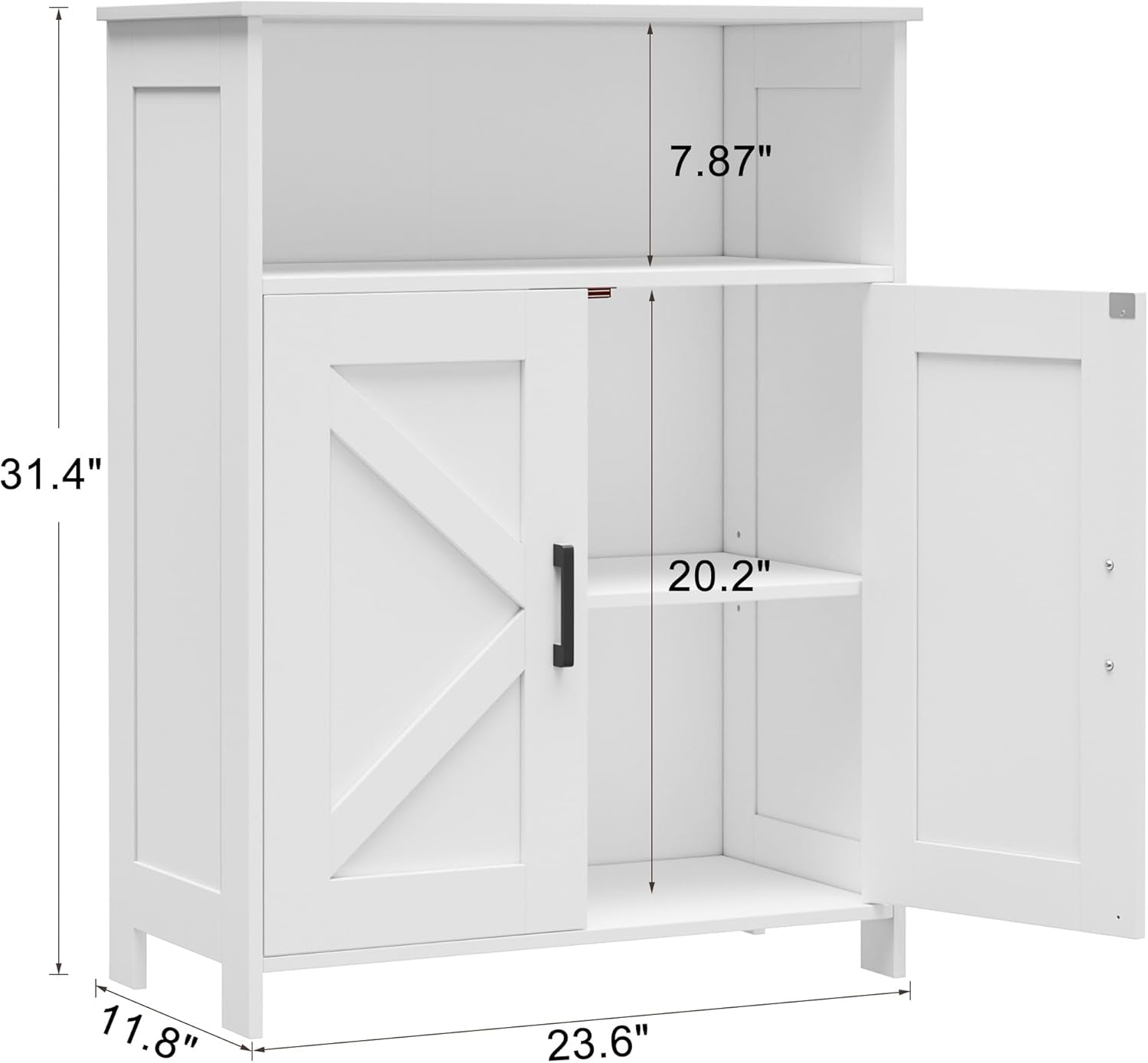 Bathroom Storage Cabinet, Freestanding Bathroom Floor Cabinet with Adjustable Shelf, Small Cabinet for Kitchen/Living Room/Laundry Room, 11.8 X 23.6 X 31.5 Inches, White