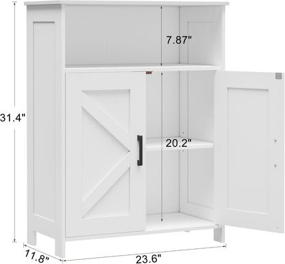Bathroom Storage Cabinet, Freestanding Bathroom Floor Cabinet with Adjustable Shelf, Small Cabinet for Kitchen/Living Room/Laundry Room, 11.8 X 23.6 X 31.5 Inches, White