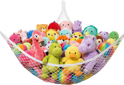 Stuffed Animal Net Hammock for Plushie Toys, Stuffed Animal Hammock Corner for Kids' Room Decor, Ideas for Organizing Stuffy Collection, 1 Pack, White