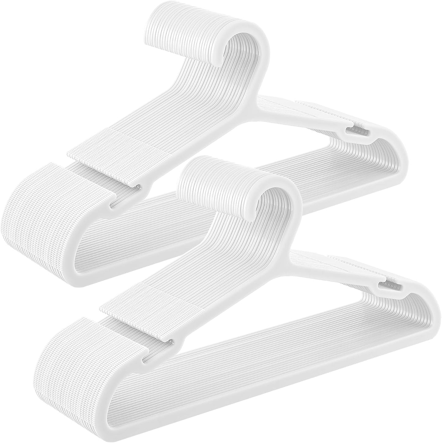 Clothes Hangers, Pack of 50, Plastic Hangers, with Wide Shoulder Notches, Space-Saving Coat Hangers, 16.4 Inches Wide, for Closet, Cloud White UCRP010W01
