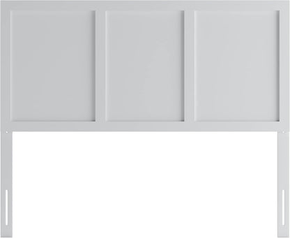 Omar Full Size Wooden Headboard Only, Three Panel Headboard in White