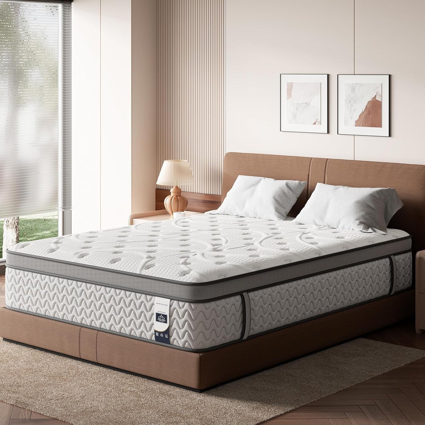 Queen Mattress 12 Inch, 5-Zone Deep Sleep Firm Mattress with Extra Lumbar & Shoulder Support, Hotel Collection Hybrid Mattresses Pain Relief - Fiberglass Free - No Odor - 365 Night Trial