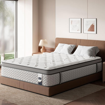 Queen Mattress 12 Inch, 5-Zone Deep Sleep Firm Mattress with Extra Lumbar & Shoulder Support, Hotel Collection Hybrid Mattresses Pain Relief - Fiberglass Free - No Odor - 365 Night Trial