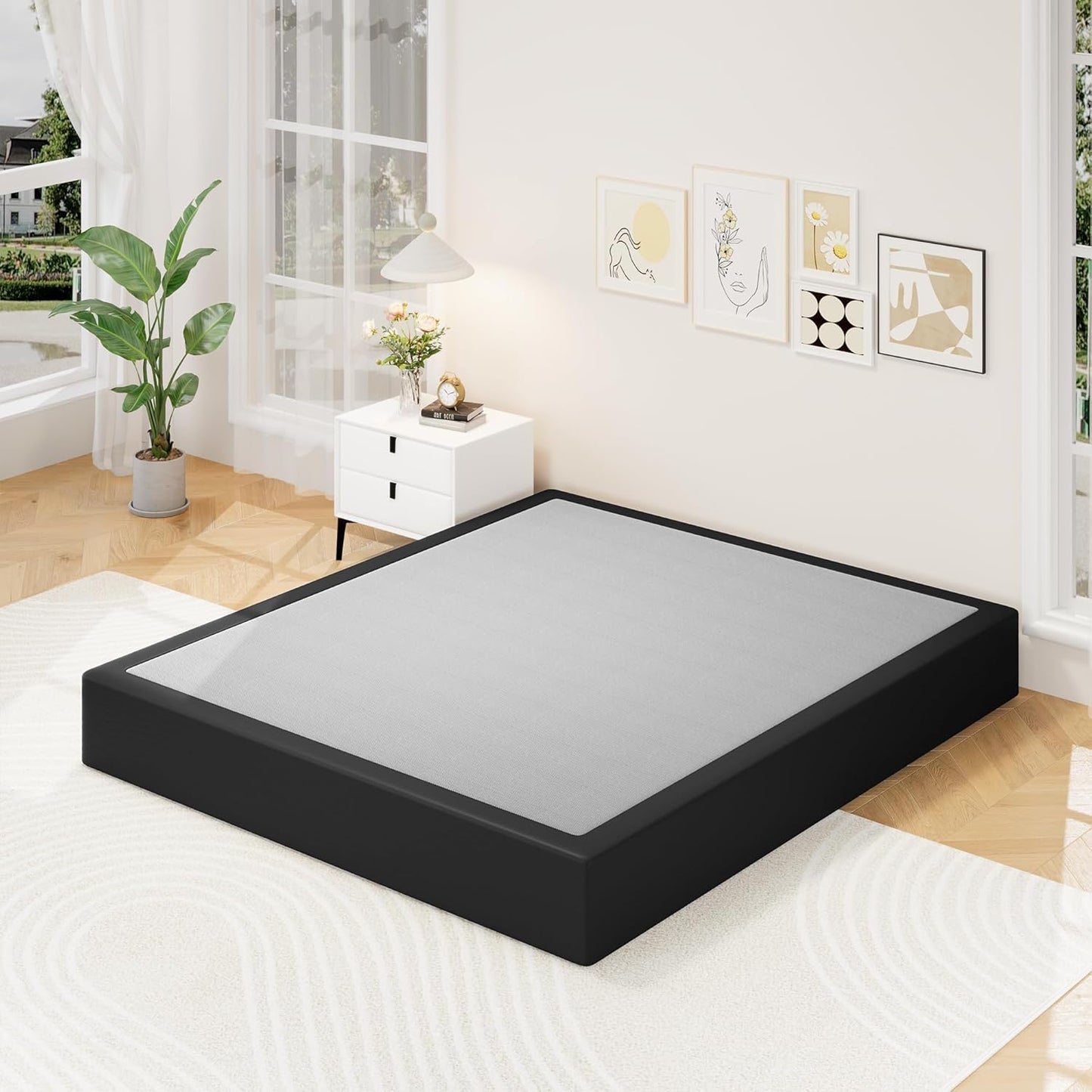 Queen Box Spring, 10 Inch High Profile Box Spring for Queen Bed, 3000 Lbs Heavy Duty Metal Frame Mattress Foundation with Fabric Cover, Easy Assembly-Noise Free